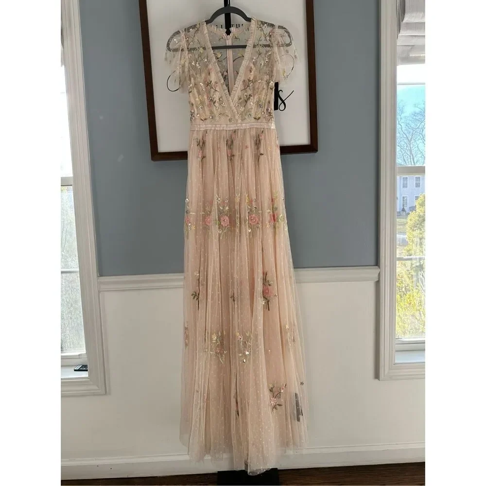 New BHLDN x NEEDLE & THREAD PETUNIA GOWN sz 0 - Picture 3 of 9